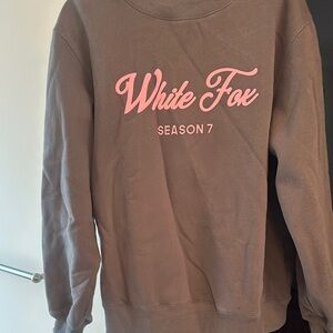 White Fox Sweatshirt with Pink Logo